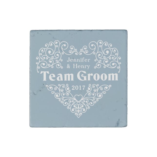 Team Groom custom names & year wedding magnet (Front)