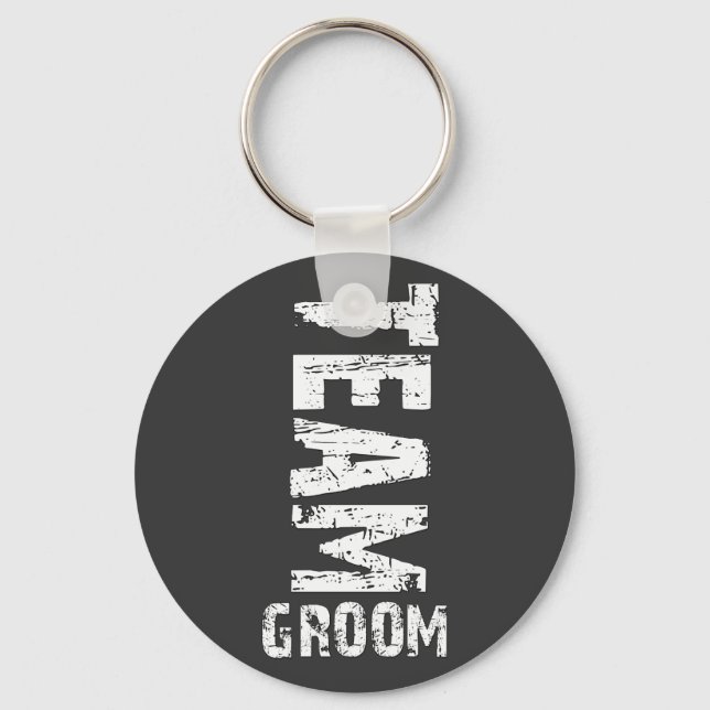 Team Groom Extra Large Grunge Text Keychain (Front)