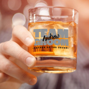 Team Groom Father Of The Wedding Name Black Gray Whiskey Glass