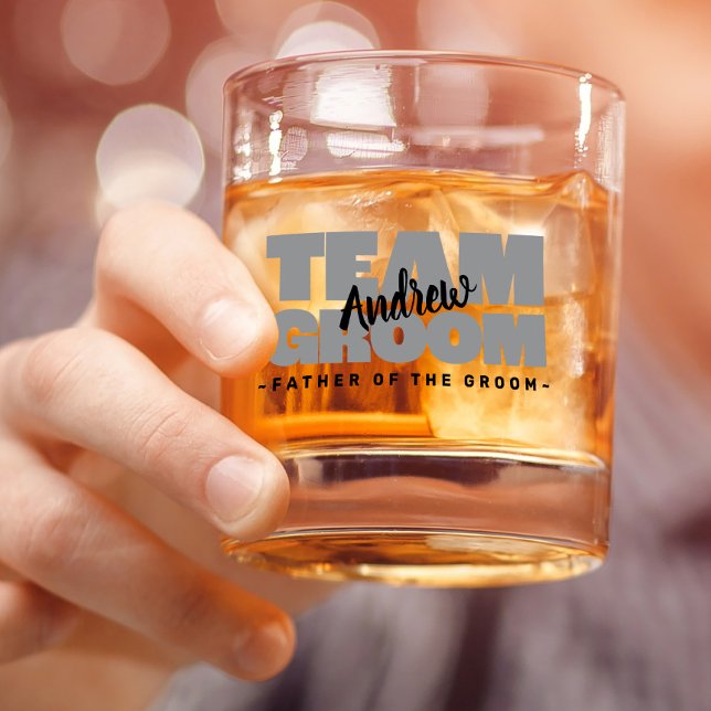 Team Groom Father Of The Wedding Name Black Gray Whiskey Glass (Team Groom Father Of The Wedding Name Black Gray Whiskey Glass)