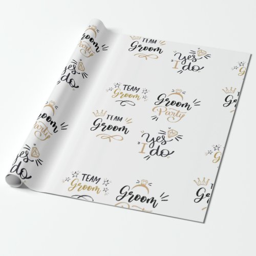 team groom gold  black gift wrapping paper