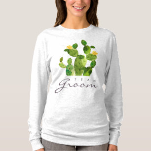 TEAM GROOM GREEN WATERCOLOUR DESERT CACTUS FLOWER T-Shirt