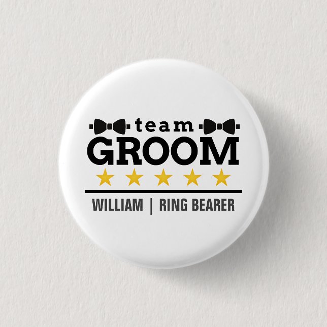 Team Groom | Groomsman | Bachelor | Black White Button (Front)