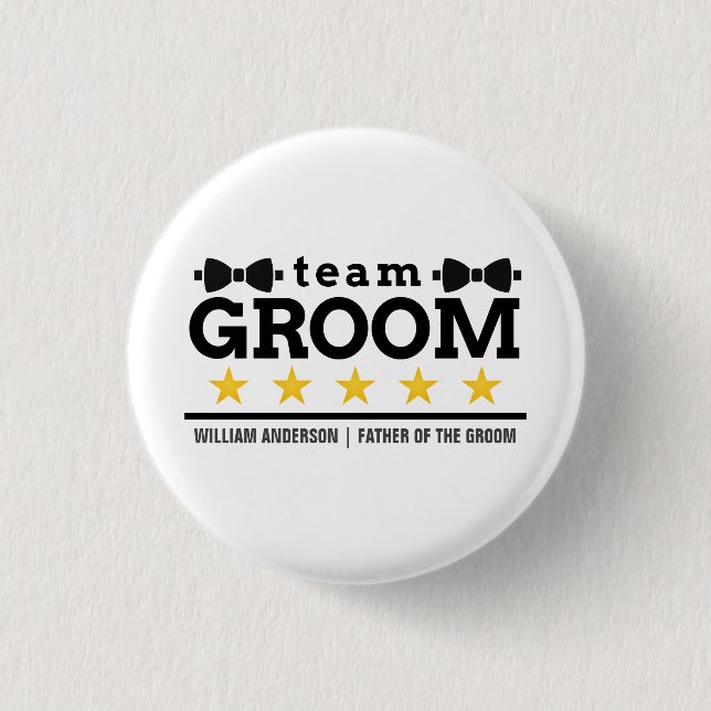 Team Groom | Groomsman | Bachelor | Black White Button (Front)