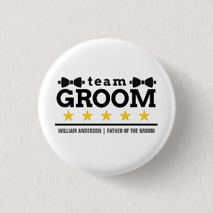 Team Groom Groomsman Bachelor Black White Button