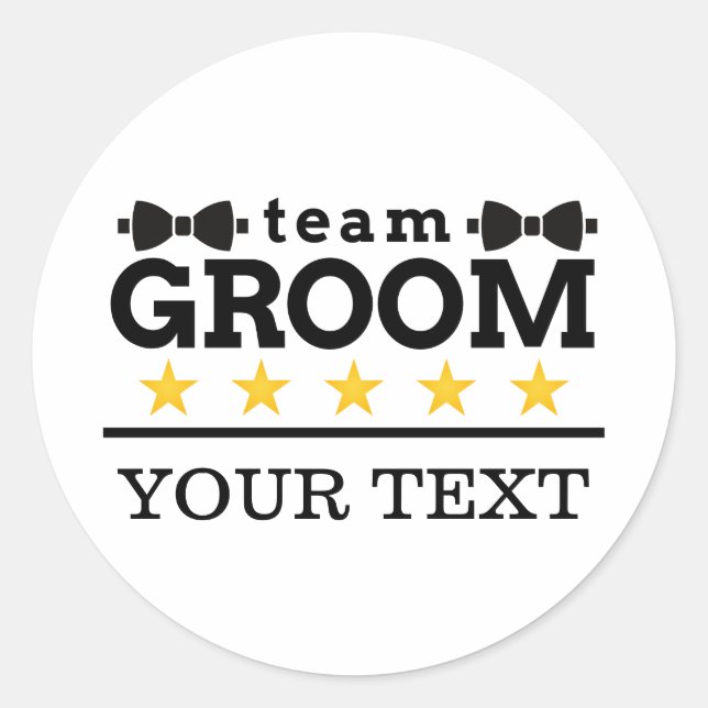 Team Groom | Groomsman | Bachelor | Black White Classic Round Sticker (Front)
