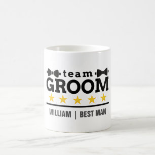 Team Groom   Groomsman   Bachelor   Black White Coffee Mug