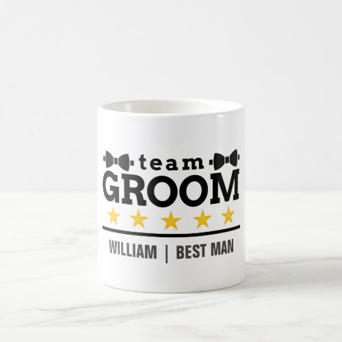 Team Groom  Groomsman  Bachelor  Black White Coffee Mug