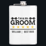 Team Groom | Groomsman | Bachelor | Black White  Flask<br><div class="desc">Team Groom | Groomsman | Bachelor | Black White Flask. The name and role of team groom can easily be personalized with the names of your grooms squad, for example, groom, best man, groomsman, Father of the Groom, and others. A stylish and modern design of team groom for a wedding...</div>