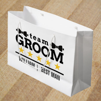 Team Groom | Groomsman | Bachelor | Black White Large Gift Bag by nadil2 at Zazzle