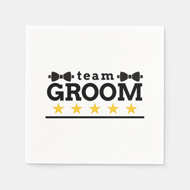 Team Groom | Groomsman | Bachelor | Black White Napkins (Front)