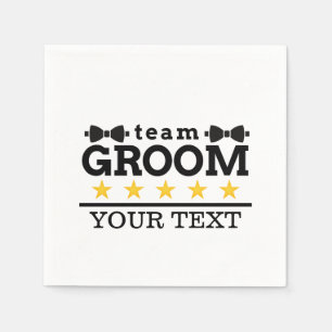 Team Groom Groomsman Bachelor Black White Napkins