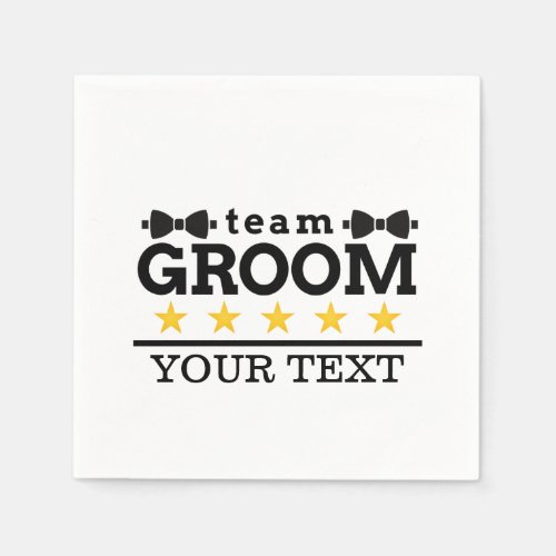 Team Groom  Groomsman  Bachelor  Black White Napkins