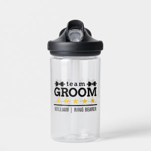 Team Groom Groomsman Bachelor Black White Water Bottle