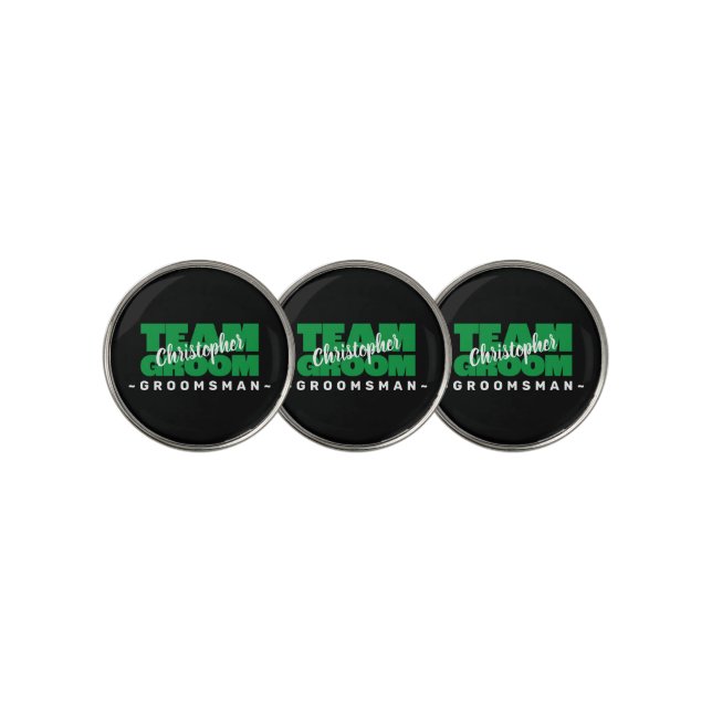 Team Groom Groomsman Golfer Sports Equipment Black Golf Ball Marker (3 Up)