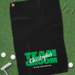Team Groom Groomsman Golfer Sports Pro Black Green Golf Towel at Zazzle