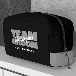 Team Groom Groomsman Wedding Cool Retro Black Gift Dopp Kit