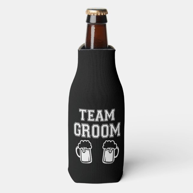 Team Groom Groomsmen funny bottle cooler (Bottle Front)