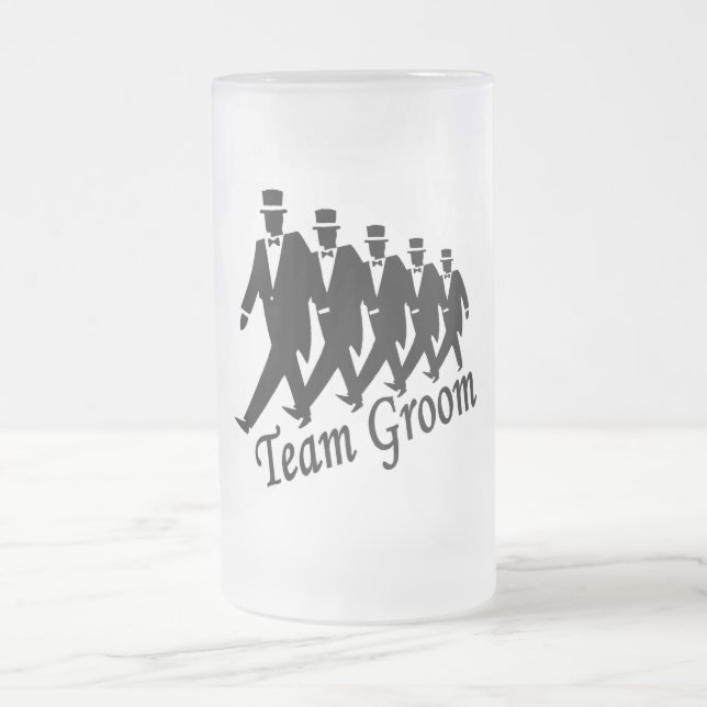 Team Groom (Men) Frosted Glass Beer Mug (Center)