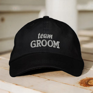 Team Groom Modern Simple Typography Wedding Embroidered Baseball Cap