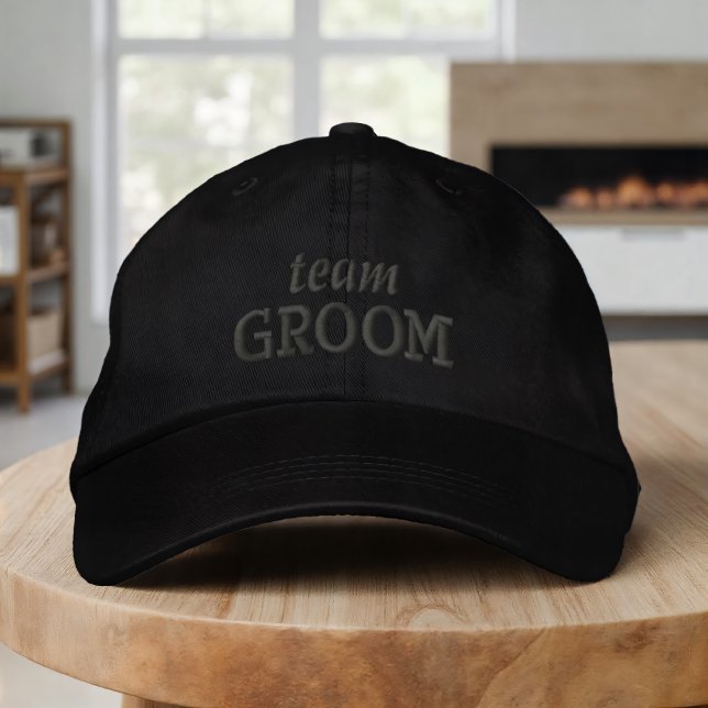 Team Groom Modern Simple Typography Wedding Embroidered Baseball Cap (Creator Uploaded)