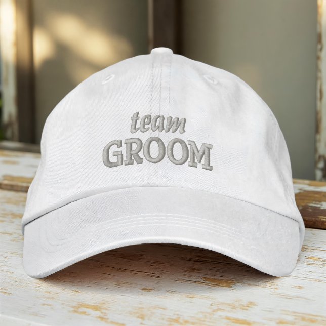 Team Groom Modern Simple Typography Wedding Embroidered Baseball Cap (Creator Uploaded)