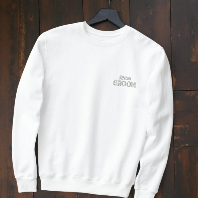 Team Groom Modern Simple Typography Wedding Embroidered Sweatshirt (Creator Uploaded)