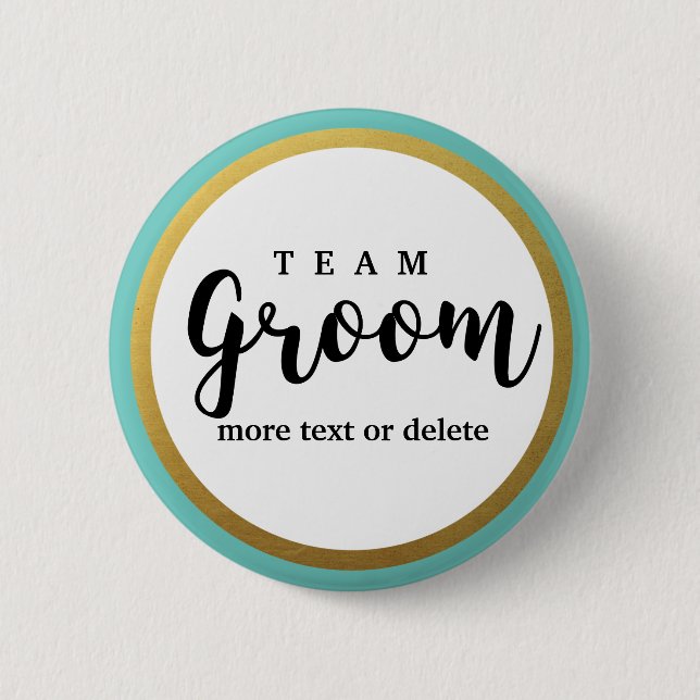 Team Groom Modern Wedding Favors for Groomsmen Button (Front)