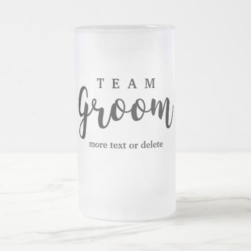 Team Groom Modern Wedding Favors for Groomsmen Frosted Glass Beer Mug