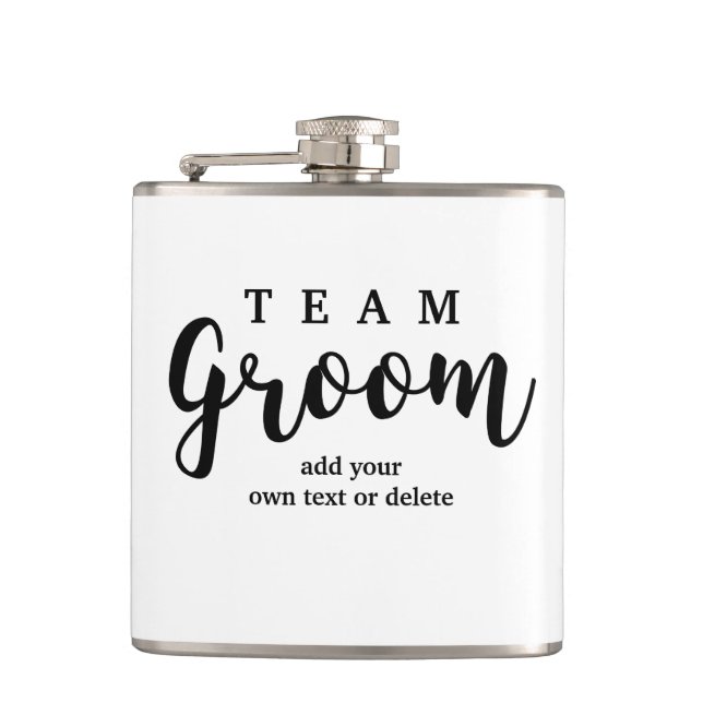 Team Groom Modern Wedding Favors for Groomsmen Hip Flask (Front)