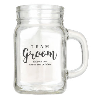 Team Groom Modern Wedding Favors for Groomsmen Mason Jar