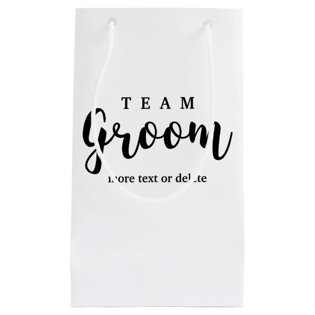 Team Groom Modern Wedding Favors for Groomsmen Small Gift Bag (Front)