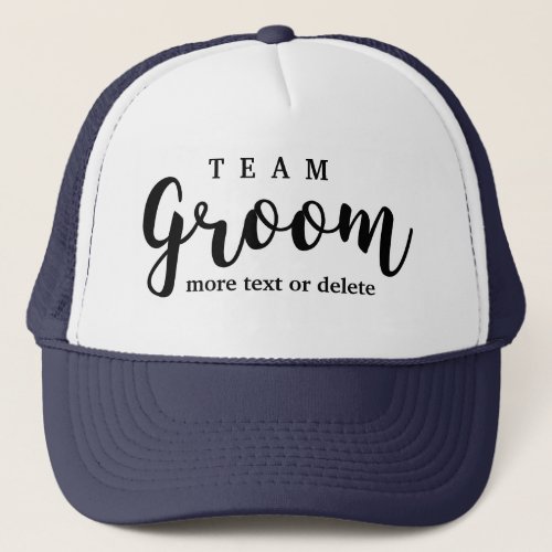 Team Groom Modern Wedding Favors for Groomsmen Trucker Hat