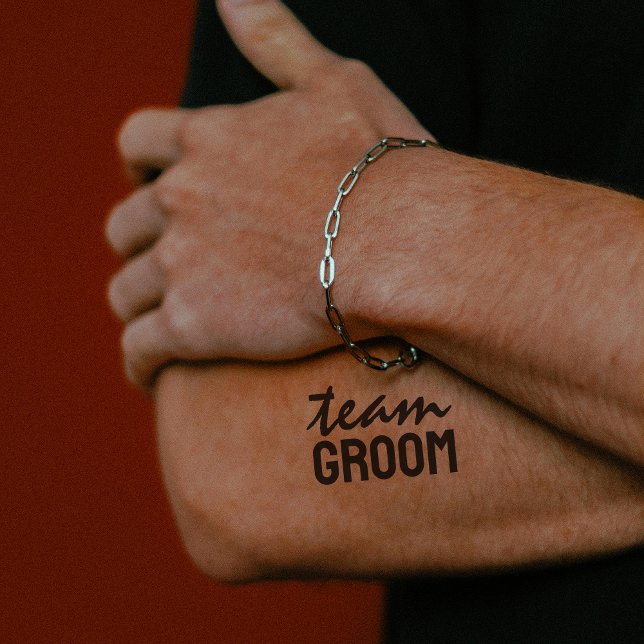 Team GROOM Novelty Black Script Bridal Party Wrist Temporary Tattoos (Creator Uploaded)