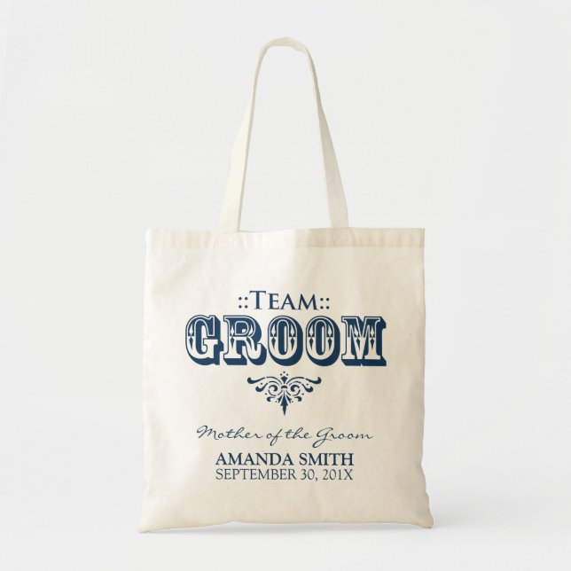 "TEAM GROOM" Personalized Wedding Party Tote Bag (Front)
