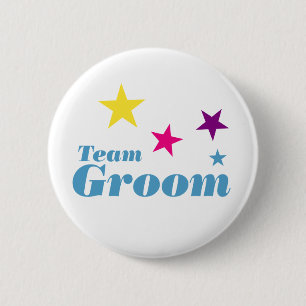 Team groom pinback button
