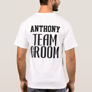 Team Groom Quote Black Simple Groomsman Monogram T-Shirt