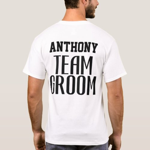 Team Groom Quote Black Simple Groomsman Monogram T_Shirt