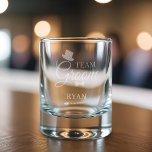 Team Groom Rocks Glass<br><div class="desc">Thank the men in your wedding party with a cool,  unique customized etched glass featuring "Team Groom" message with editable text fields and cute top hat and bow tie graphics.</div>