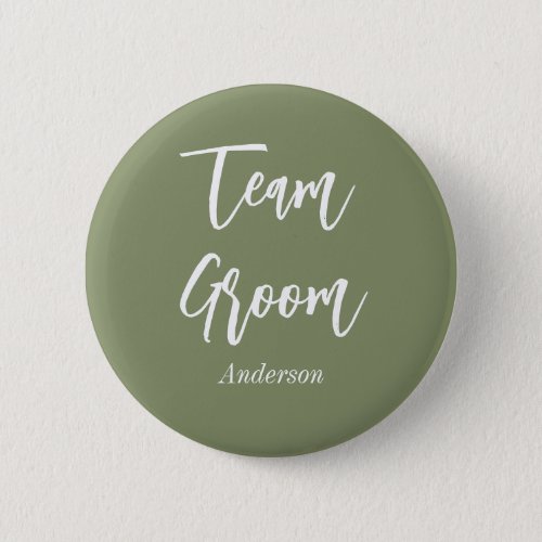 Team Groom Sage Green White Button
