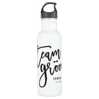 Team Groom Script Bow Tie Bachelor Party Wedding Stainless Steel Water Bottle