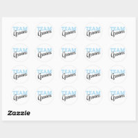 Team Groom Script Classic Round Sticker