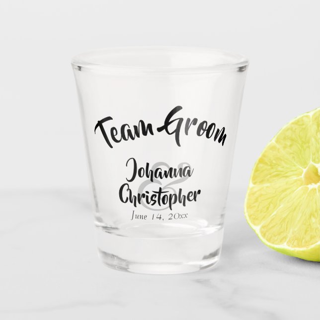 Team Groom Shotglass Wedding Favor Shot Glass (Front)