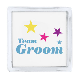 Team groom silver finish lapel pin