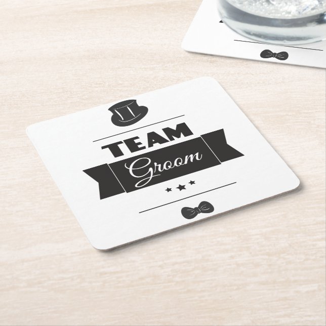 Team groom square paper coaster (Angled)