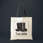 Team Groom Steampunk Top Hat Tote Bag<br><div class="desc">A steampunk top hat design for all the guys on "Team Groom".This item makes a nice favor bag for a bachelor party, or for other occasions to thank your groomsmen during the wedding festivities. You can edit the text if you like by replacing the sample text shown in the design...</div>
