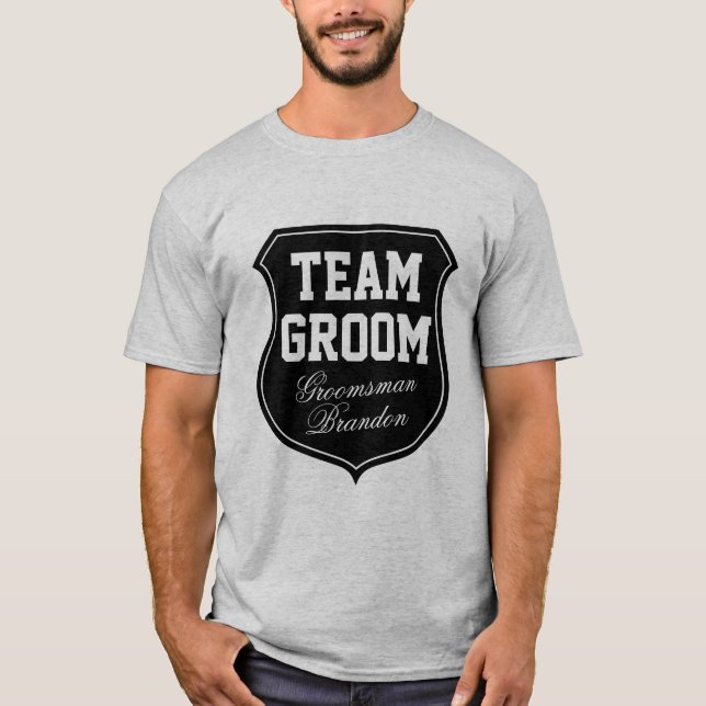 Team Groom t shirts personalized with name (Front)
