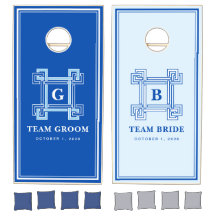 Team Groom Team Bride Santorini Blue Wedding