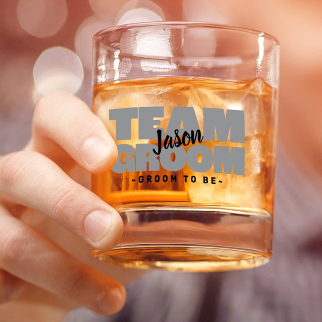 Team Groom To Be Wedding Name Black Gray Custom Whiskey Glass (Team Groom To Be Wedding Name Black Gray Custom Whiskey Glass)