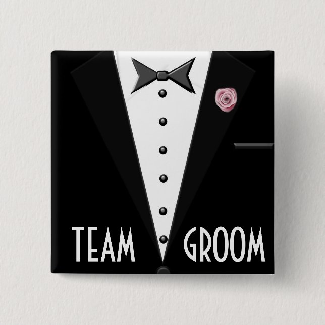 Team Groom (tuxedo) Pinback Button (Front)